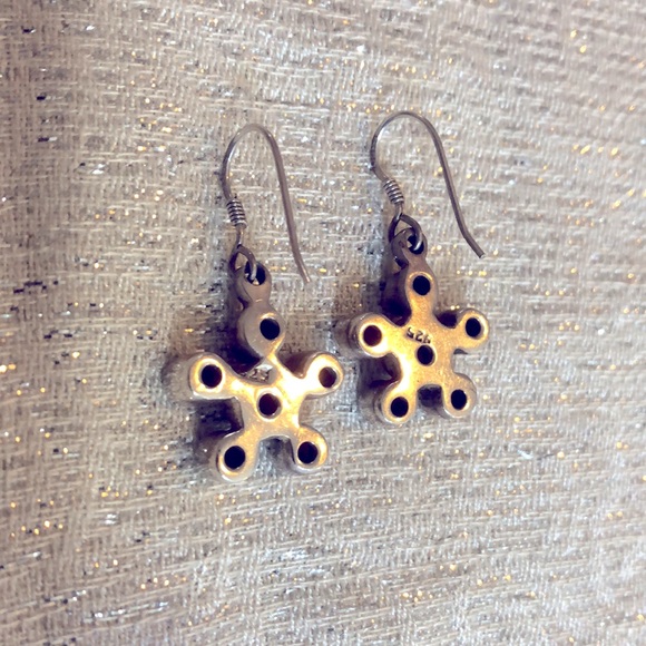 925 Silver Earrings with Red Sparkly Stones - Picture 3 of 6